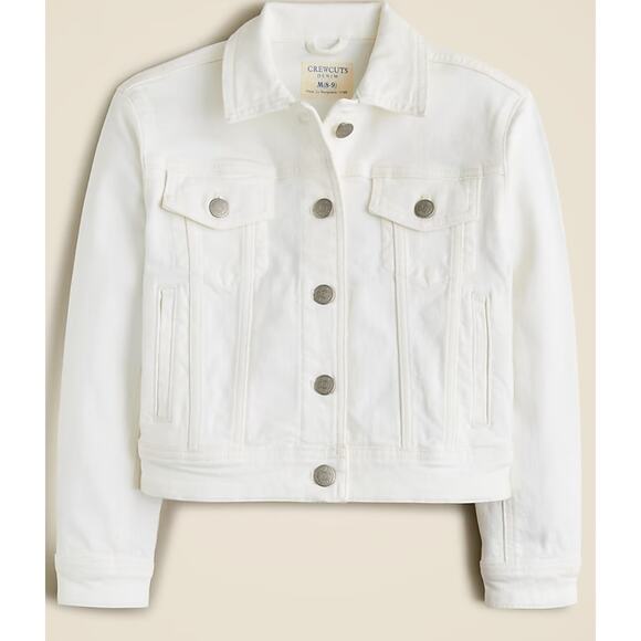 J Crew Crewcuts Girls Cropped Denim Trucker Jacket XXS 2 3 White NWT Jean - Picture 1 of 3